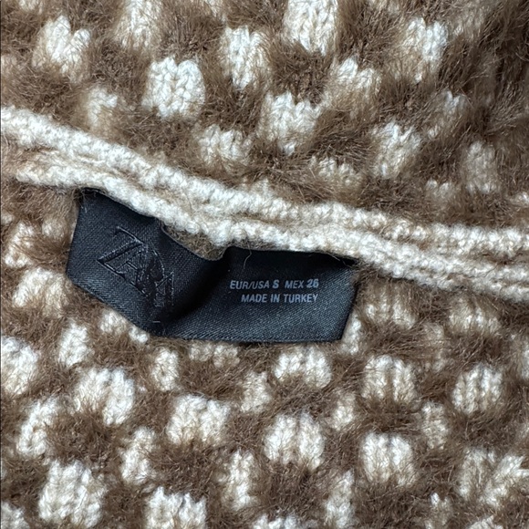 Zara faux fur combination knit bomber jacket in brown size small - Picture 6 of 9